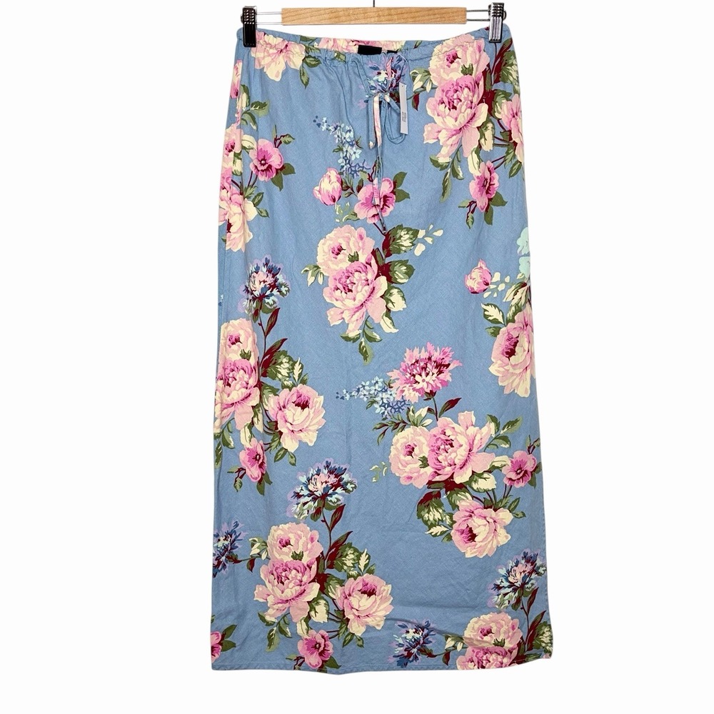 Gap Floral Linen Midi Skirt Womens Small Cottagecore Coastal Cowgirl Romantic